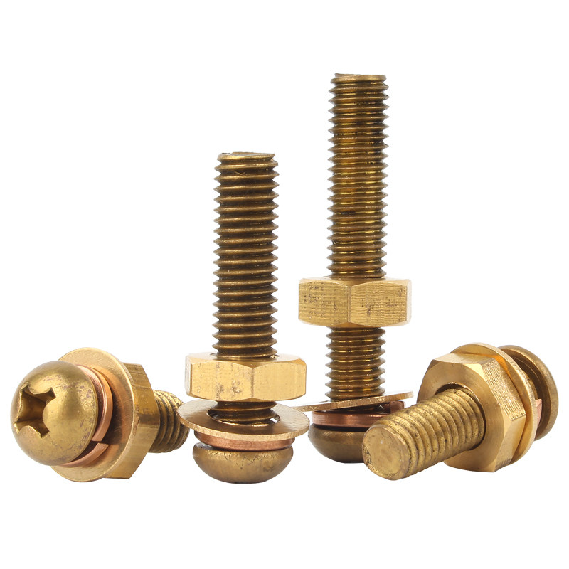 黄铜十字圆头螺丝螺母套装盘头铜螺丝钉垫片配件大全M2M3M4M5M6M8