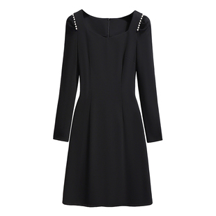 女神范独特白色连衣裙女秋新款长袖法式温柔风轻奢气质小众短裙子