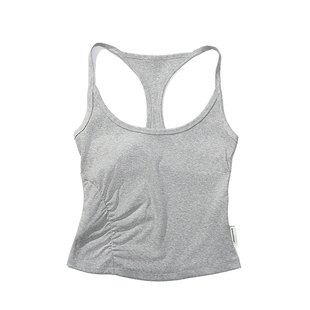 瞬时山野Monterest户外凉感单侧抽褶分割修身竖纹吊带背心上衣女