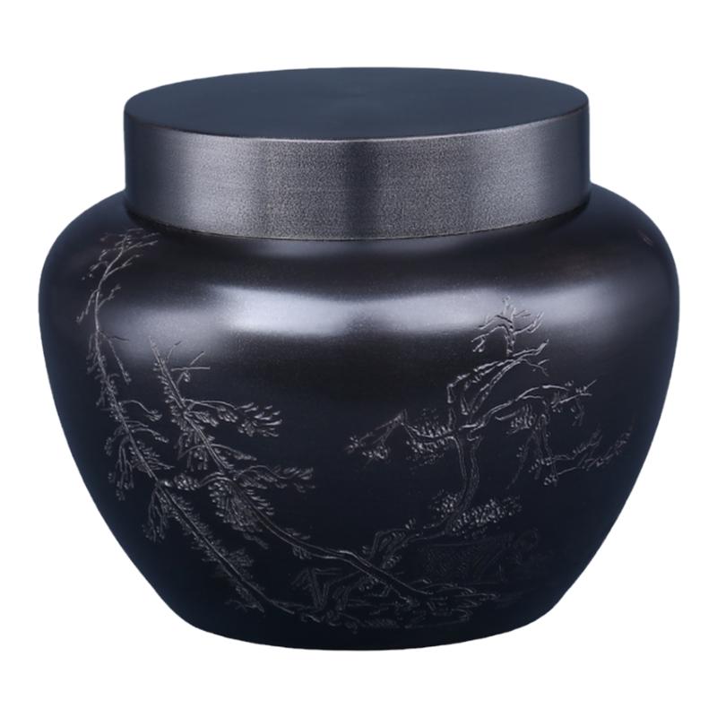 个旧手工雕刻纯锡茶叶罐储茶罐