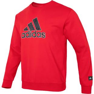 阿迪达斯本命年红色卫衣男款蛇年新年款运动服圆领长袖套头衫正品