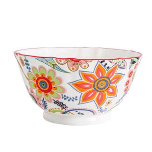 北欧风蝶恋花餐具陶瓷米饭碗沙拉碗面碗汤碗网红深菜碗花边吃饭碗