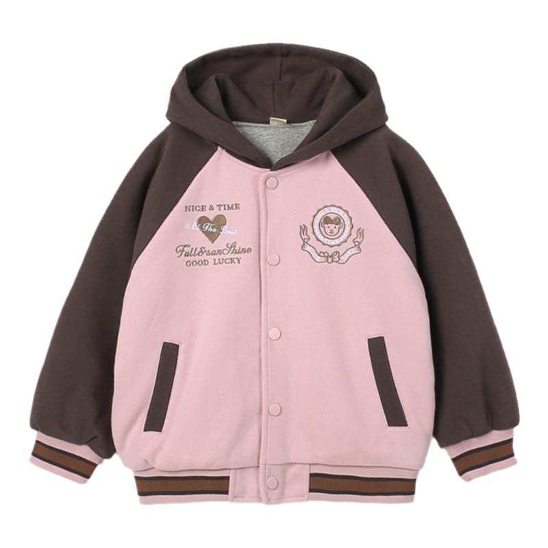 秋冬季女童夹棉棒球服连帽棉衣