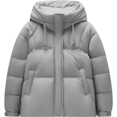 爱居兔鹅绒立领蓬松羽绒服2025年冬季新款女时尚连帽小个子短外套