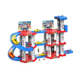 儿童滑道车停车场玩具轨道车DIY拼接益智滑行赛车工程玩具车男孩