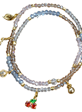 粉色水晶显白串珠双层手链