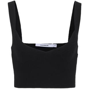 CALVINLUO V领针织短背心 24新品 白/黑色