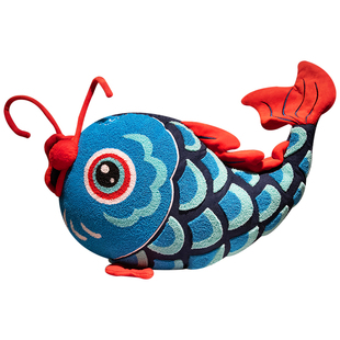 国潮醒狮抱枕创意中国风中式喜庆沙发靠垫十字绣刺绣结婚靠枕新款