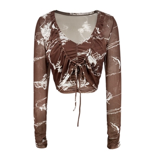 YEUNG SUKHAN/庄生晓梦 背心+外套 水墨罩衫带胸垫吊带网纱瑜伽服