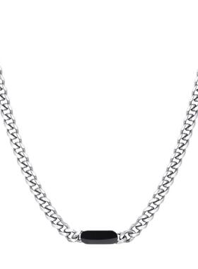 方牌圆牌古巴链男潮经典百搭轻奢高级设计感项链情侣T恤配饰夏季