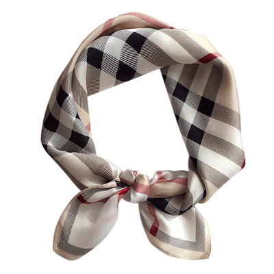 秋季明星同款真丝桑蚕丝格子围巾