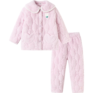 巴拉巴拉儿童家居服套装宝宝夹棉加厚睡衣男童女童秋冬季新款衣服