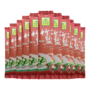 三和园碱性竹盐加碘食用盐5g*10条冲泡能量盐水烧烤简便0添加熟盐