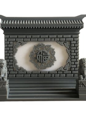 祥云福字传统影壁照壁微缩建筑仿古拼装造景水陆缸拼装树脂摆件