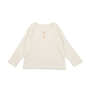 夏生 两粒扣小衫女孩百搭打底衫宝宝内搭上衣薄款T恤女童秋装新款