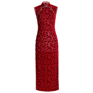 红尘涟漪丨一城风絮丨夏季真丝烂花绒全开襟复古中式盘扣古法旗袍