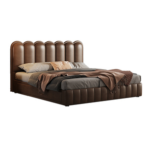 意式钢琴键真皮床主卧1米8双人床落地储物软包轻奢主卧2026新款