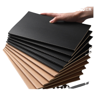 牛皮纸笔记本子软皮a4加厚黑色简约大学生ins风b5记事16k开记录车线方格横格横线软面抄格子网格本大号练习a5