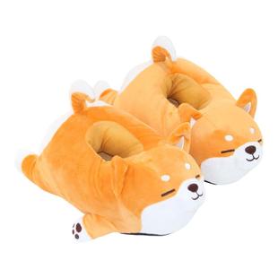 2022棉拖鞋时尚毛绒拖鞋可爱柴犬柯基毛毛拖鞋家居月子鞋卡通棉拖