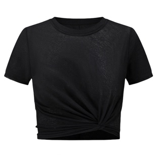 【宋轶同款】OUDE WAAG 25春夏 亲肤设计纯棉印花扭结圆领短女T恤