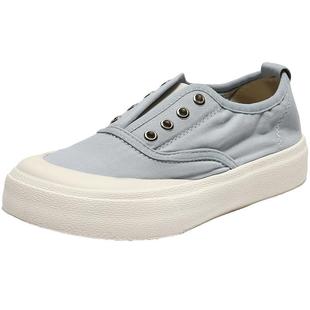 百丽免系带厚底红色帆布鞋女新款红色休闲运动小白板鞋子B2747CM5