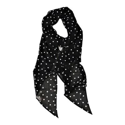 高档气质黑色长条雪纺丝巾高级感