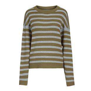 sdeer圣迪奥冬季女装航海系罗纹圆领撞色条纹宽松针织衫S23463517