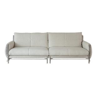 支吾银月布艺沙发客厅简约直排可拆洗棉麻双人沙发实木2025新款