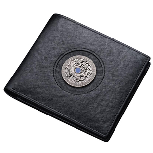 七匹狼男士钱包真皮短款真牛皮钱夹潮款龙图腾横竖款票夹皮夹软皮