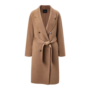 太平鸟女装2023冬新款气质精奢全驼绒大衣A1AAD4345