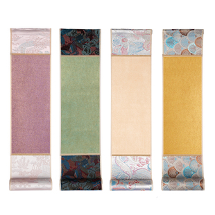 韵江南高档织锦迷你小卷轴空白书法国画专用禅意小挂轴半生熟鎏金画轴毛笔手写挂画手卷宣纸挂件支持定制批发