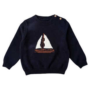 ins宝宝纯棉毛衣A类圆领套头针织衫软男童女童春秋冬全棉出口英国