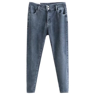 高腰牛仔裤女大码胖mm2025春秋款修身显瘦显高弹力紧身铅笔小脚裤