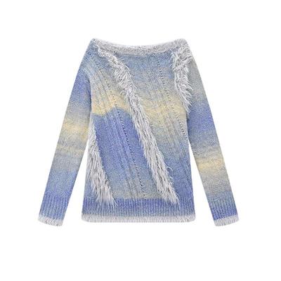 ablueberry流苏渐变套头毛衣女