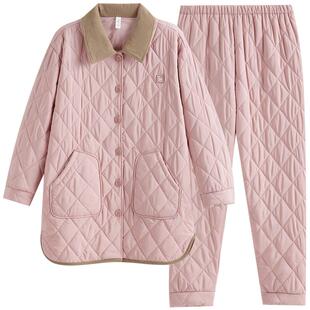 轩靓睡衣女冬季三层加厚夹棉长款防水防风抗静电可外穿家居服套装