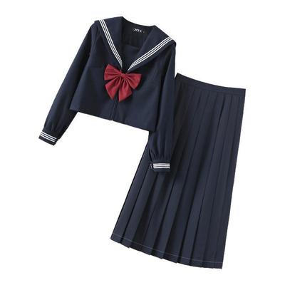 桔梗原创基础款绀色长袖水手服