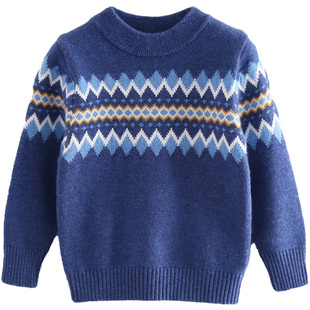 秋冬学院风中大童羊绒衫加厚男童圆领套头针织打底衫儿童羊毛毛衣