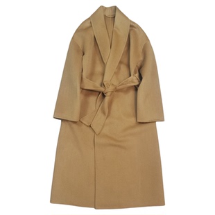 冬季新款轻奢LP中长款系带收腰浴袍式羊绒大衣女老钱风双面呢外套