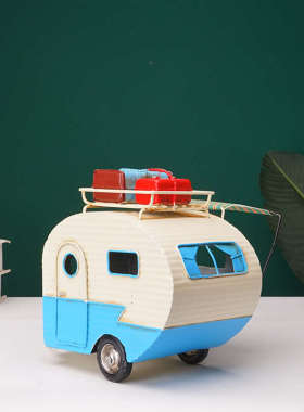 都市男女爱情法拖挂房车模型复古摆件物工业风柜子摆放的装饰品