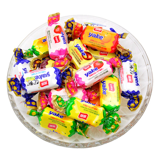 雅客牛奶太妃糖水果味混合奶糖软糖散装结婚喜糖果休闲小零食年货