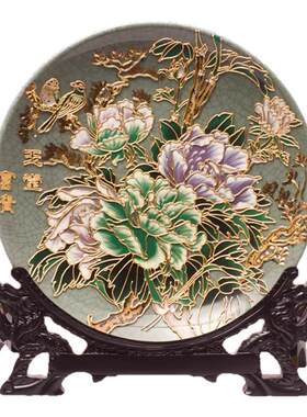 威弗列德玉堂富贵纹片盘新中式漆线雕摆件金箔饰品新婚生日礼品