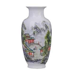 景德镇陶瓷器小花瓶家居装饰品摆件插花干花中式客厅电视柜工艺品