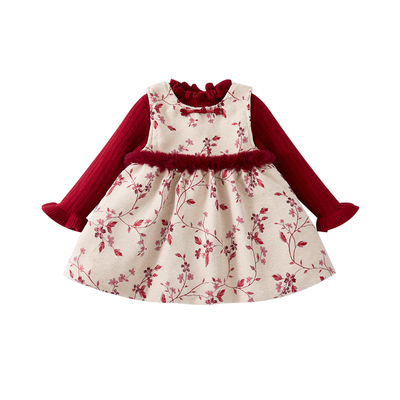 女童碎花连衣裙加绒加厚公主裙