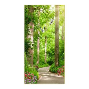 现代简约入户走廊过道玄关装饰画进门竖版风景树林挂画大树墙壁画