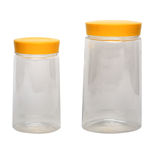 2斤蜂蜜瓶透明圆罐塑料储物罐酱菜麦芽糖分装纯色包装罐商用带盖