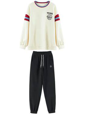 2024撞色拼接宽松圆领字母印花