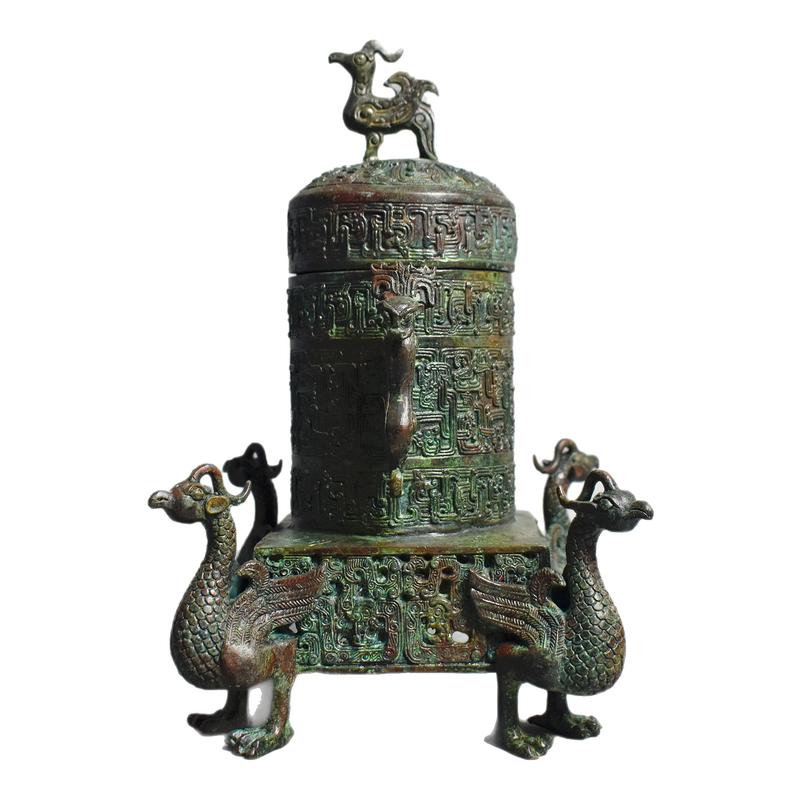 仿古青铜器四龙方樽龙凤尊储备器纯铜工艺品摆件影视道具商务礼品
