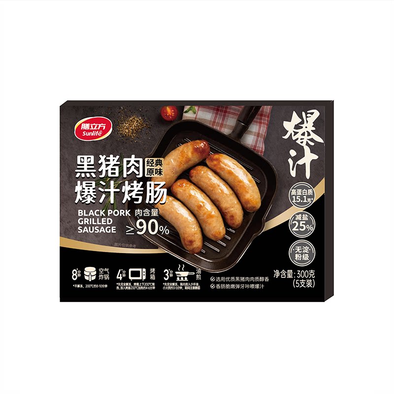 【李佳琦直播间】膳立方黑猪肉爆汁烤肠原味300g*4盒