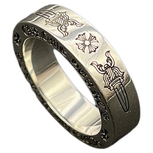 s925纯银克罗伈复古永恒双刃剑戒指男女欧美个性指环经典款热门款