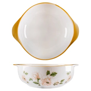 山茶花双耳汤碗家用陶瓷釉下彩大号酸菜鱼碗毛血旺碗大容量深汤碗